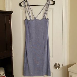 Strappy blue glitter cocktail dress